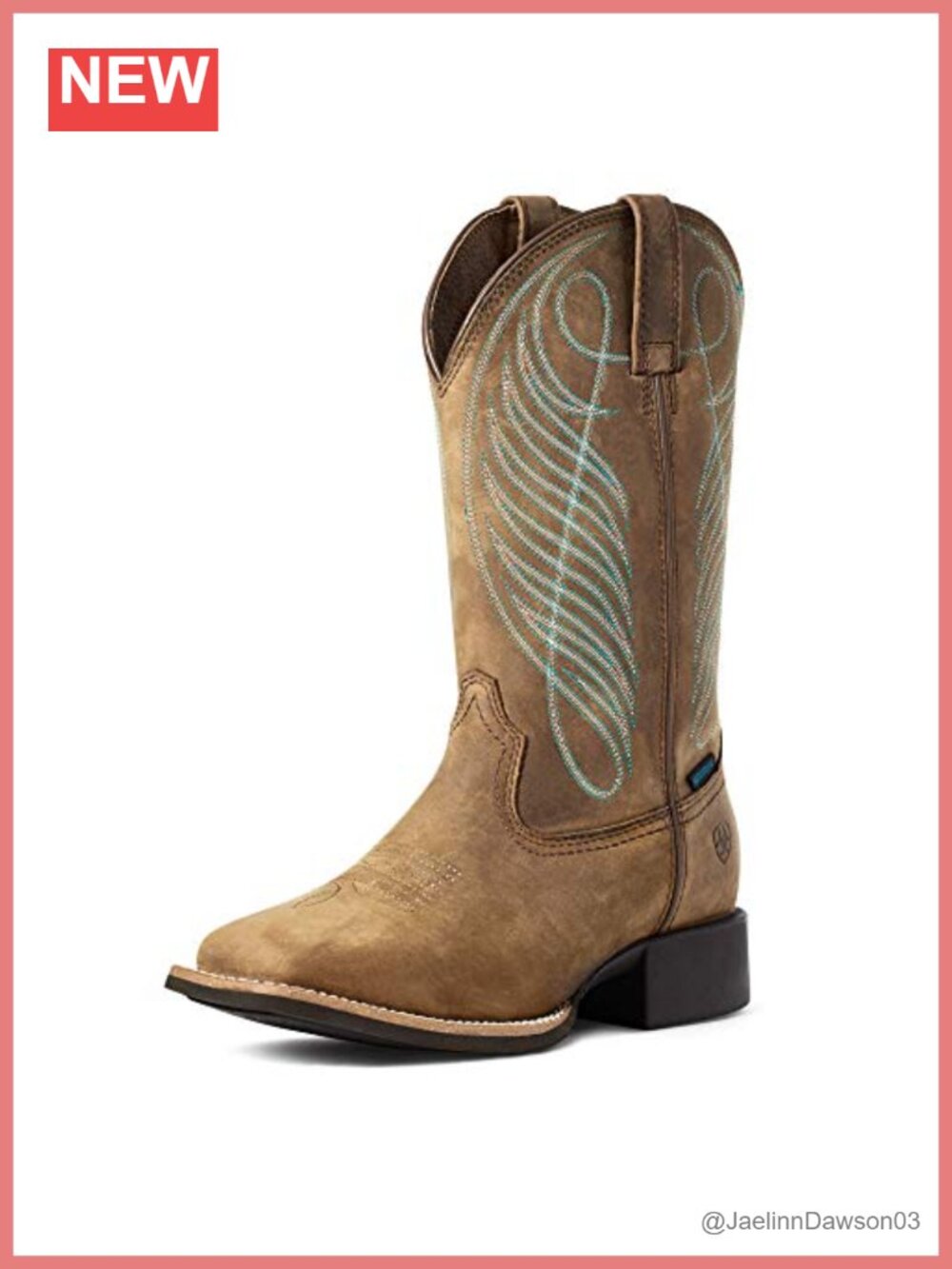 Ariat Round Up Wide Square Toe Waterproof Leather Western Boot